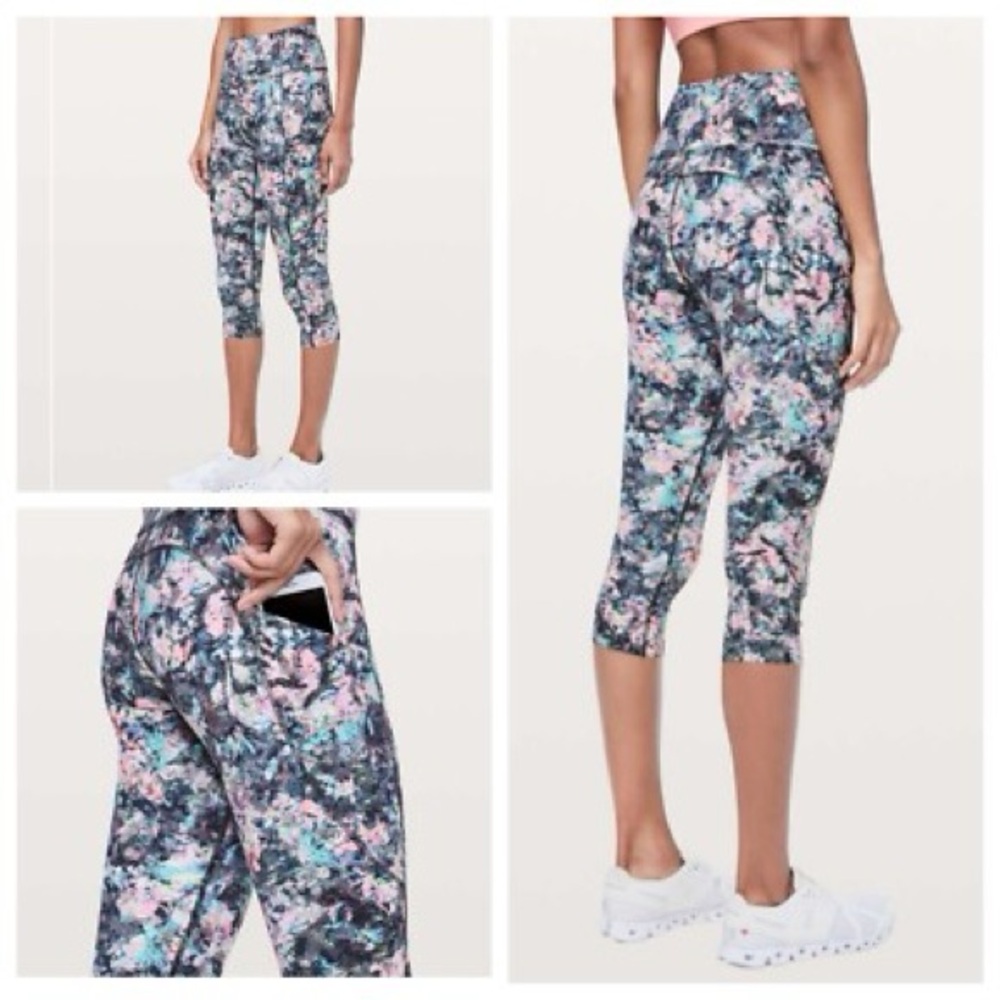 Lululemon Fast Free Nulux 19 Dappled Daze Crop Size 8
